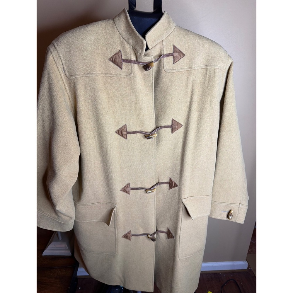 Jaeger London Vintage Wool Camel Hair Toggle Coat Beige Made in Great Britain 12